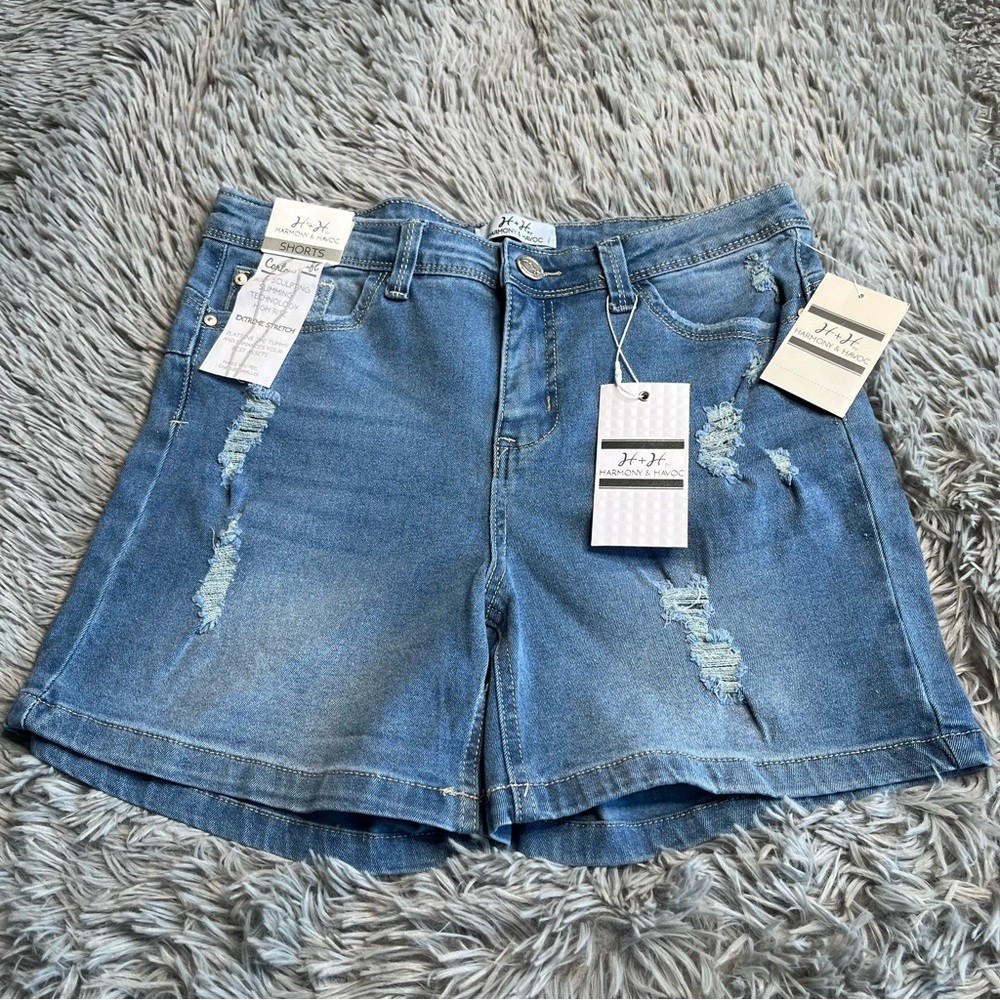 Harmony & Havoc Shorts Size 6 Denim NWT Distress Body Sculpting Extreme Stretch